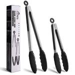 Hotec Stainless Steel Locking Kitchen Tongs Set of 2