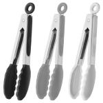 HINMAY 7-Inch Mini Silicone Tongs Set of 3