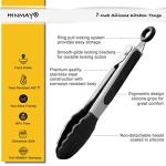 HINMAY 7-Inch Mini Silicone Tongs Set of 3