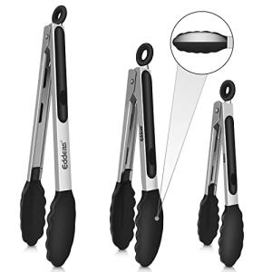 Eddeas Silicone Tips Kitchen Tongs Set of 3