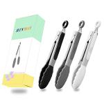 HINMAY 7-Inch Mini Silicone Tongs Set of 3