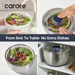 Large Stainless Steel Salad Spinner with One-Handed Operation