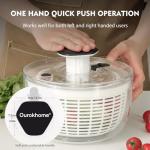 One-Handed Salad Spinner with Brake Button, Black