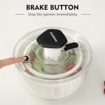One-Handed Salad Spinner with Brake Button, Black