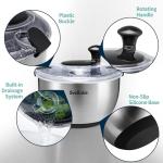 Stainless Steel Salad Spinner with Crank Drive