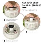 One-Handed Salad Spinner with Brake Button, Black