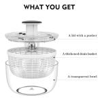 One-Handed Salad Spinner with Brake Button, Black