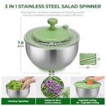 SUSTEAS Large Stainless Steel Salad Spinner and Slicer