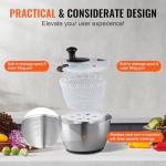 VEVOR One-Handed Stainless Steel Salad Spinner 4.75Qt