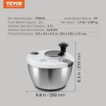 VEVOR One-Handed Stainless Steel Salad Spinner 4.75Qt