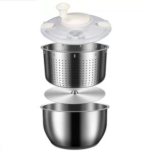 MOUNW 6L Salad Spinner with Stainless Steel Bowl
