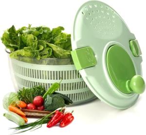 Large Green Salad Spinner with Lid Lock & Handle