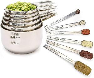 Gourmet Stainless Steel Measuring Cups and Spoons Set