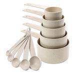 Cream Wheat Straw Measuring Cups and Spoons Set