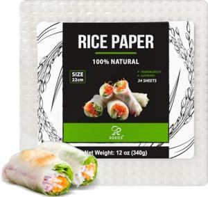 Soeos Rice Paper Wrappers for Spring Rolls 34 Sheets