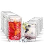 FULGNU Hobnail Drinking Glasses Set of 12, 11.8 oz Vintage Glasses Drinking Set & 10 oz Cocktail Glasses Set, Embossed Glass Cups for Kitchen, Beer, Juice, Cocktail, Whiskey, Milk