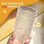 FULGNU Hobnail Drinking Glasses Set of 12, 11.8 oz Vintage Glasses Drinking Set & 10 oz Cocktail Glasses Set, Embossed Glass Cups for Kitchen, Beer, Juice, Cocktail, Whiskey, Milk