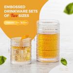 FULGNU Hobnail Drinking Glasses Set of 12, 11.8 oz Vintage Glasses Drinking Set & 10 oz Cocktail Glasses Set, Embossed Glass Cups for Kitchen, Beer, Juice, Cocktail, Whiskey, Milk