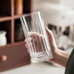 Set of 8 Clear Ribbed Drinking Glasses