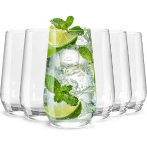 Set of 6 Crystal Highball Drinking Glasses