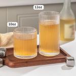 8-Pack Ribbed Drinking Glasses Set, Clear