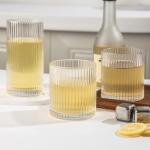 8-Pack Ribbed Drinking Glasses Set, Clear