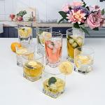16-Piece Square Glassware Set with Heavy Base