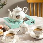 CHENP.HMC Porcelain Ceramic 22-Piece Tea Set, Teapot and Cup Set, 30.7 Ounces, for 6, Gift Sets, Tea or Coffee Lovers, Wedding, Birthday