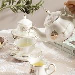 CHENP.HMC Porcelain Ceramic 22-Piece Tea Set, Teapot and Cup Set, 30.7 Ounces, for 6, Gift Sets, Tea or Coffee Lovers, Wedding, Birthday