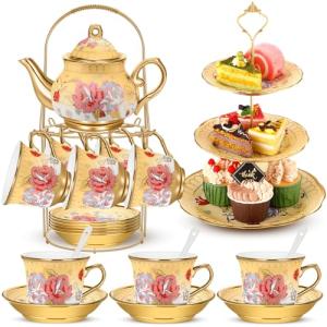 Suttmin 21-Piece Porcelain Teapot Party Set