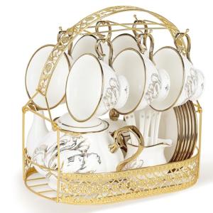 22-Piece Gold Tulip Tea and Coffee Set
