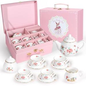 Girls’ Porcelain Tea Party Set with Carry Case