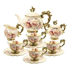 15-Piece Floral Vintage Tea Set for Adults