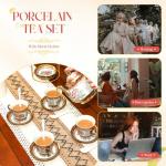 Vintage Flower Porcelain Tea Set for 6 Adults