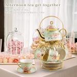 20-Piece Flower Porcelain Tea Set with Holder