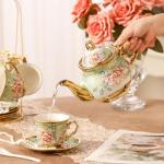 20-Piece Flower Porcelain Tea Set with Holder