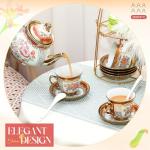 Vintage Flower Porcelain Tea Set for 6 Adults