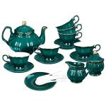Vintage 21-Piece Green Porcelain Tea Set