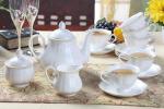 15-Piece Off-White Porcelain Tea Set with Gold Trim