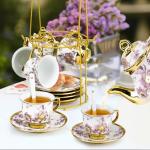 20-Piece Elegant Purple Porcelain Tea Set