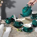 Vintage 21-Piece Green Porcelain Tea Set