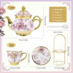 20-Piece Elegant Purple Porcelain Tea Set