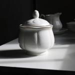 15-Piece Off-White Porcelain Tea Set with Gold Trim