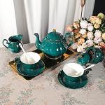 Vintage 21-Piece Green Porcelain Tea Set