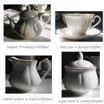 15-Piece Off-White Porcelain Tea Set with Gold Trim