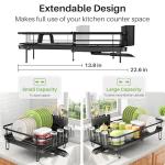 Expandable Metal Dish Drying Rack with Utensil Holder