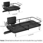 Expandable Metal Dish Drying Rack with Utensil Holder