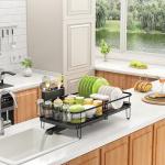 Expandable Metal Dish Drying Rack with Utensil Holder