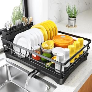 Large Rustproof Dish Drying Rack with Drainboard