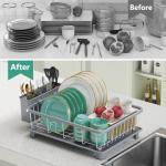 Hiviweer Space-Saving Dish Drying Rack with Drainboard
